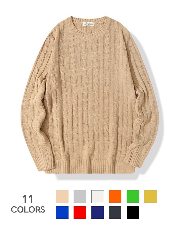 남녀공용 케이블 꽈배기 니트 스웨터